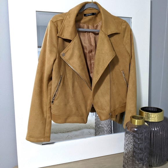 ApperlothA Jackets & Blazers - MOTO Jacket Faux Suede Camel